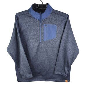Mens Blue Old River Fleece Pullover Sweater 1/4 Zip Pocket Long Sleeve Size XXL